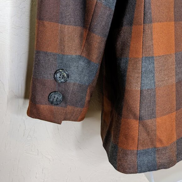 Vintage Petite Sophisticate Fall Plaid Blazer Size 8 Double Breasted 90s Jacket - Picture 7 of 7